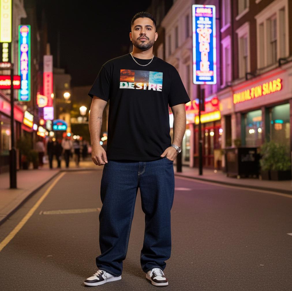 Premium Organic Soft Cotton Unisex T-Shirt – Black Adult Tee with Desire Print