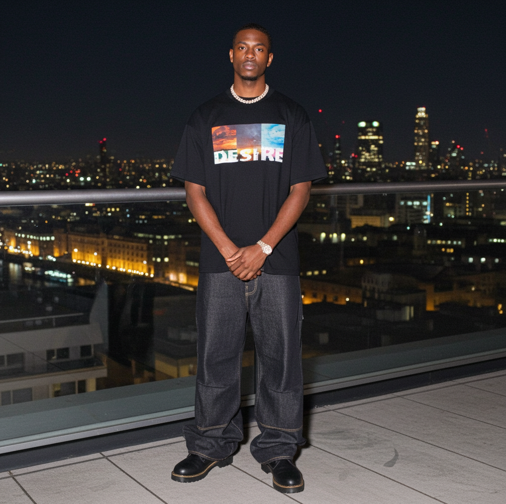 Premium Organic Soft Cotton Unisex T-Shirt – Black Adult Tee with Desire Print