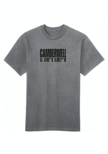 A sport grey Camberwell cotton T-shirt with the brand name printed in black text on the front.