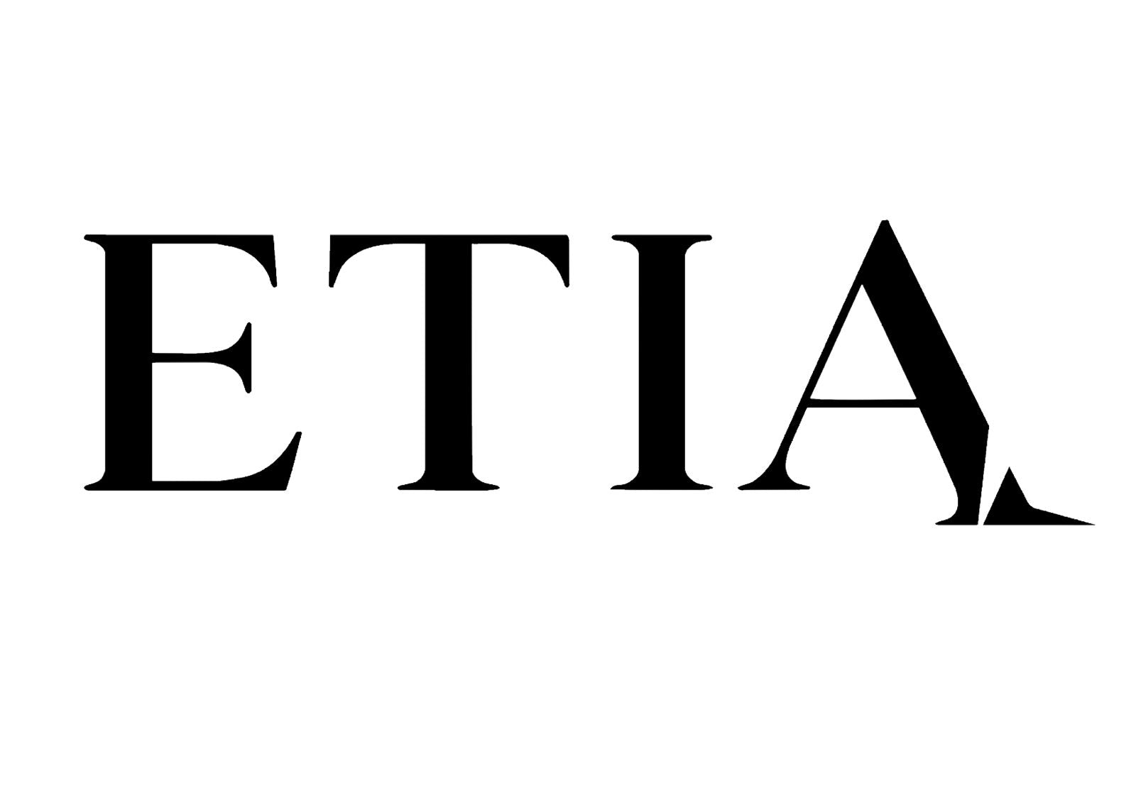 Black 'ETIA' text on a white background