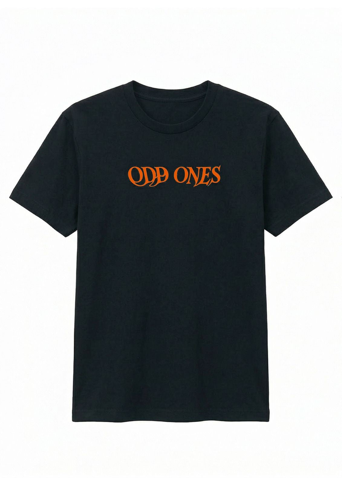 Black t-shirt with 'ODP ONES' text in orange on a black background