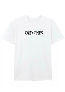 White t-shirt with 'ODP ONES' text on a white background