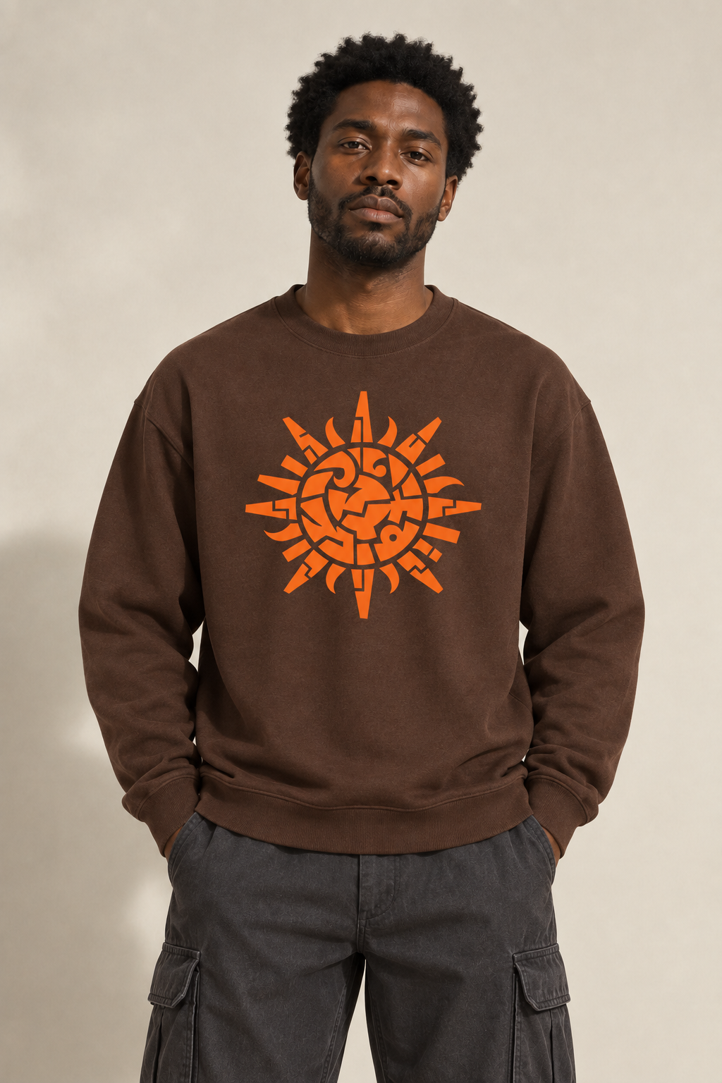 Brown-and-orange Sun Symbol sweatshirt preview