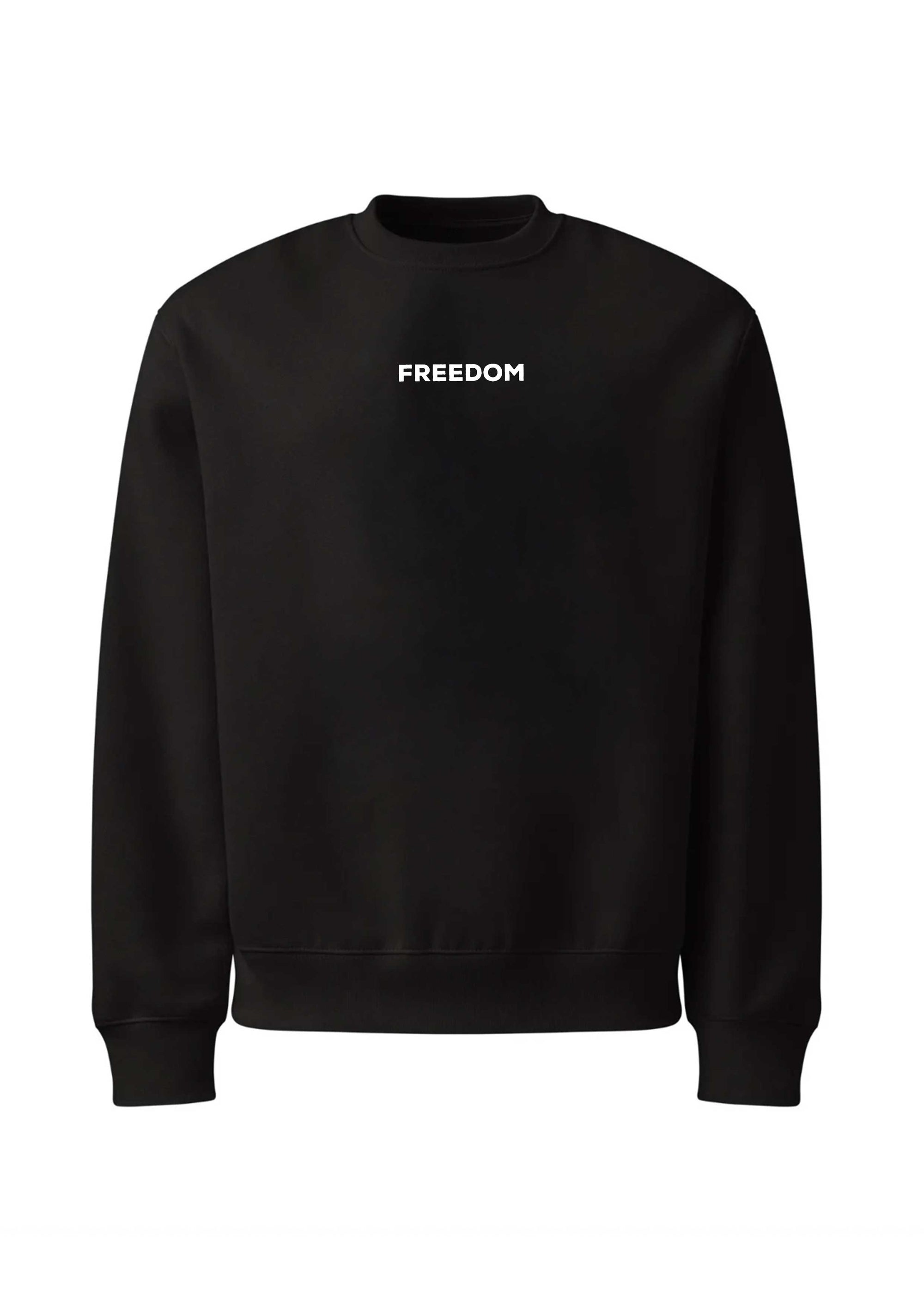 Adult Unisex Black “Freedom” Graphic Sweatshirt – Bold Vertical Back Print