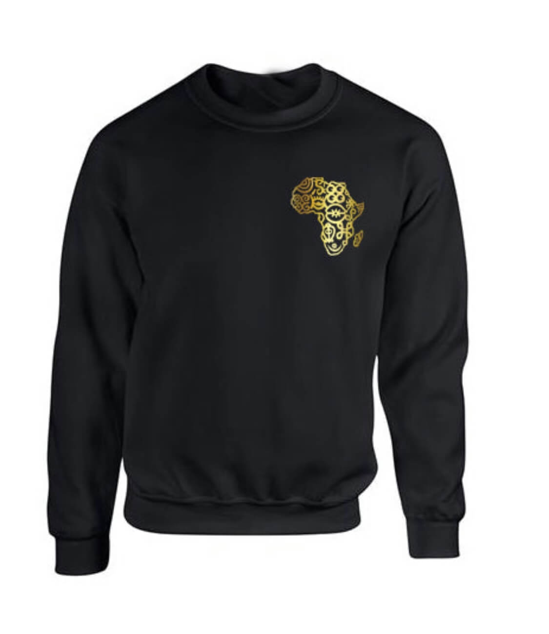 Adult Unisex Black Africa Graphic Sweatshirt – Gold Continent Design