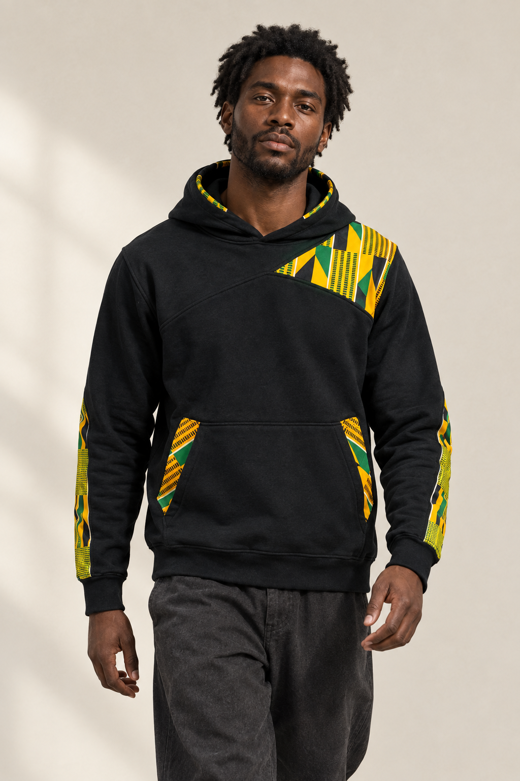 Green-and-yellow pullover hoodie lifestyle preview